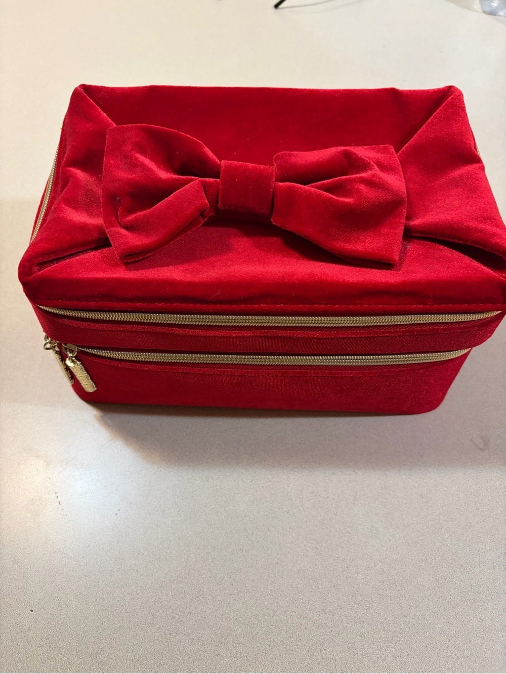Red Velvet Bow Cosmetic Train Case